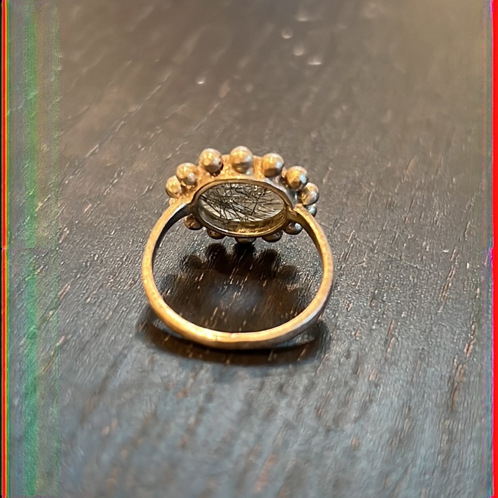 Quartz With Black Specks Statement Ring - image 2